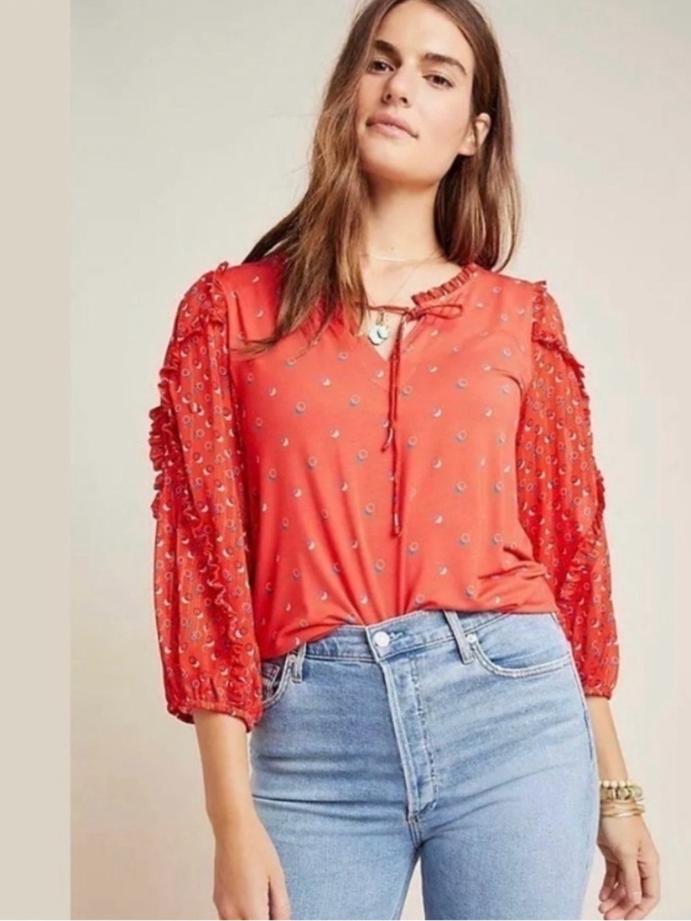 Anthropologie Maeve Jacquin Peasant Blouse Top Women’s Size XXS Boho, festival,